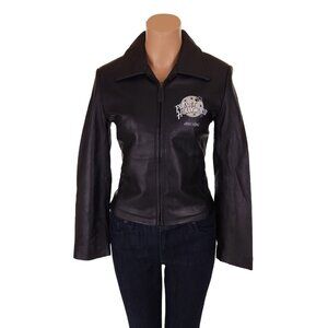 Planet Hollywood Hong Kong Collection Leather Jacket Size S Womens Black